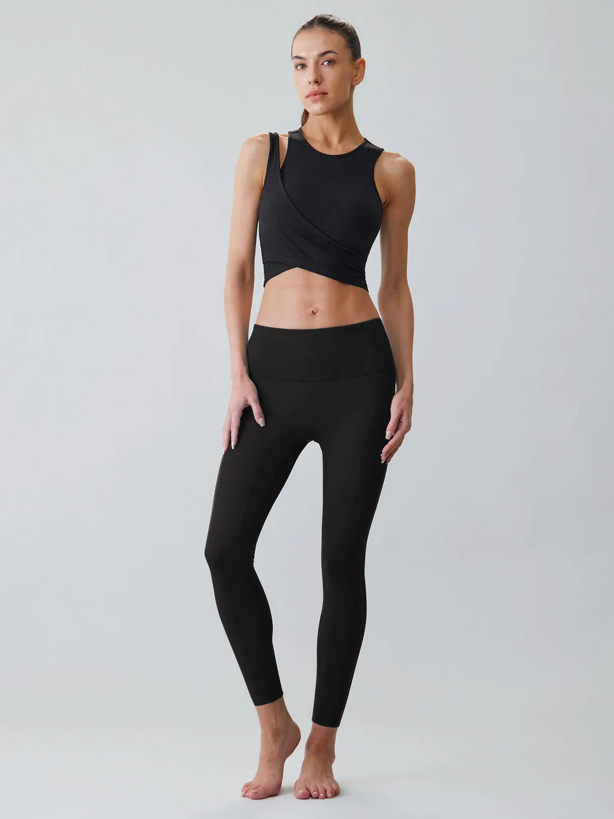 Black Spliced Cut-Out Sports Bra - Light Support