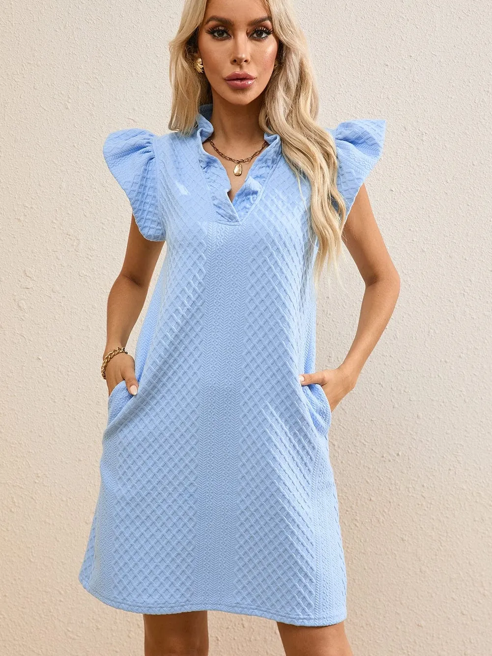 Blue Mini Dress with Pockets
