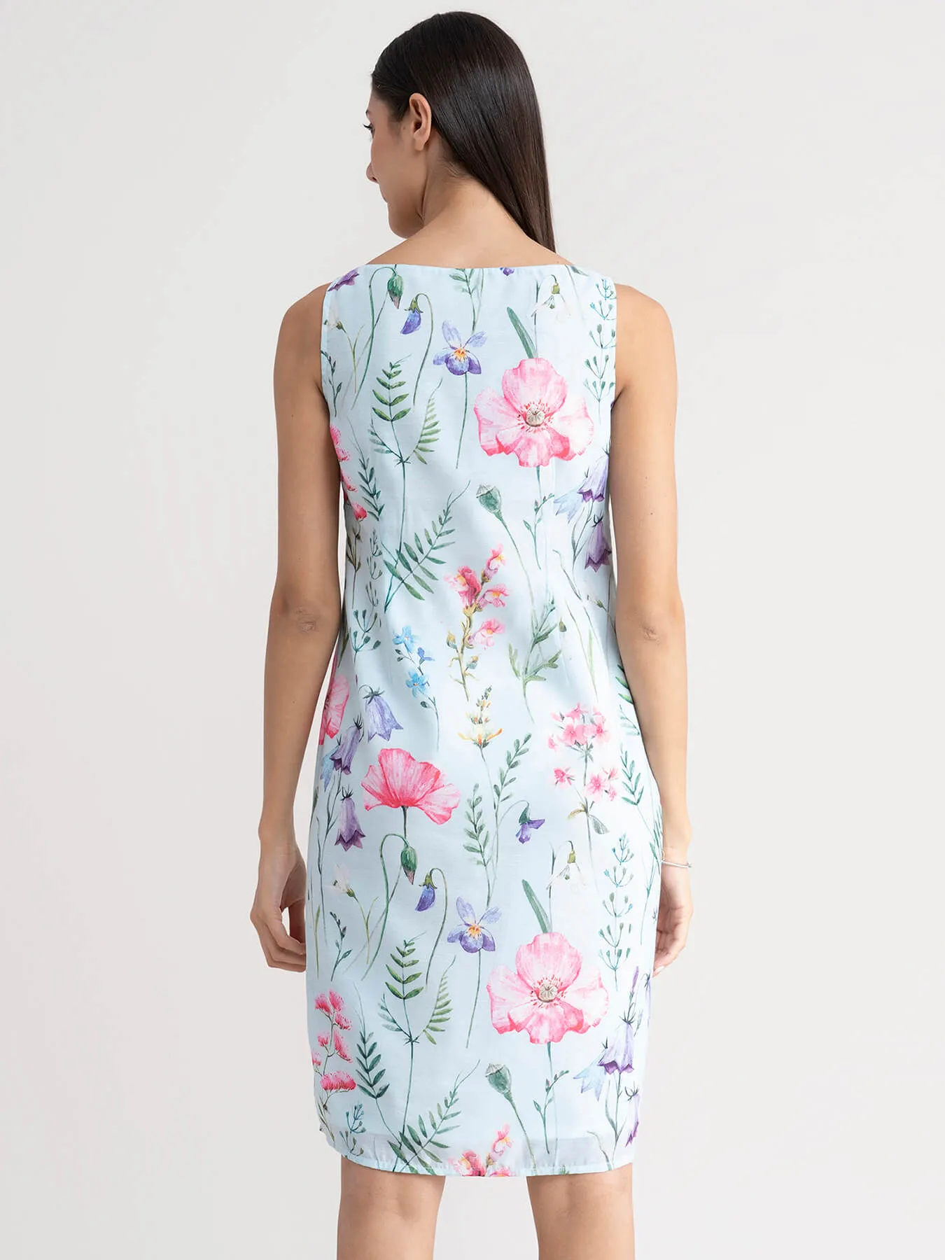 Chanderi Floral Dress - Sap Green
