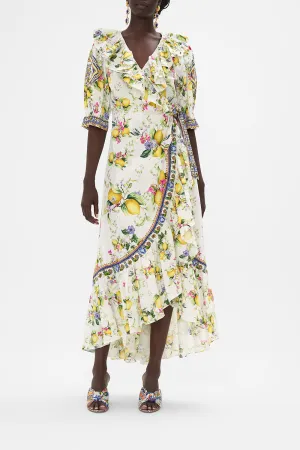 MAXI WRAP DRESS WITH PUFF SLEEVE CATERINA SPRITZ
